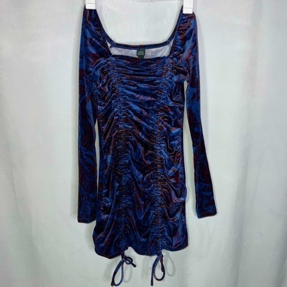 Wild Fable Velvet Mini Marble Purple Dress Size XS - Picture 2 of 7